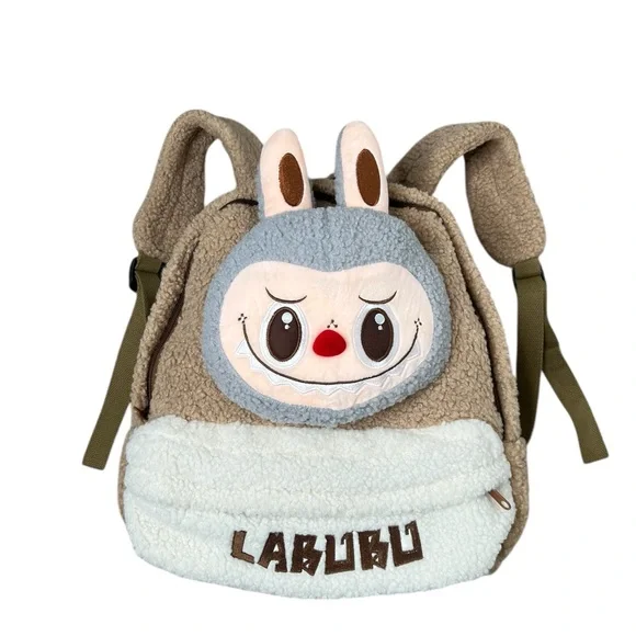 LABUBU Tan and Gray Women's Backpack